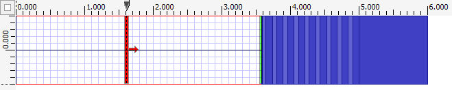 The OptiFDTD layout for simulation of a DBR with N=9. 